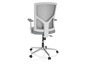 Une chaise de bureau grise avec un dossier en mesh.