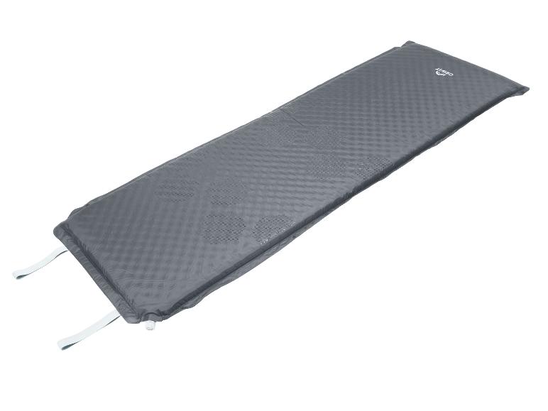 Matelas de couchage autogonflant Crivit gris avec motif texturé et sangles blanches