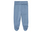 Pantalon bleu bébé avec pieds.