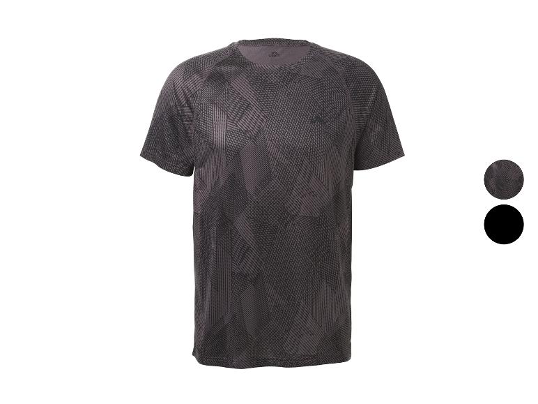 T-shirt de sport à manches courtes avec motif géométrique et deux échantillons de couleur.