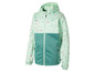 Une veste softshell verte à capuche avec un motif floral.