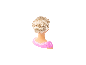 Tête à coiffer Charlene Super Model de BAYER DESIGN vue de dos avec un chignon tressé.