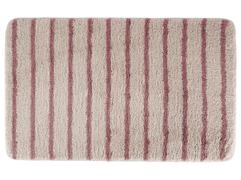 Tapis de bain rectangulaire à rayures verticales beiges et roses