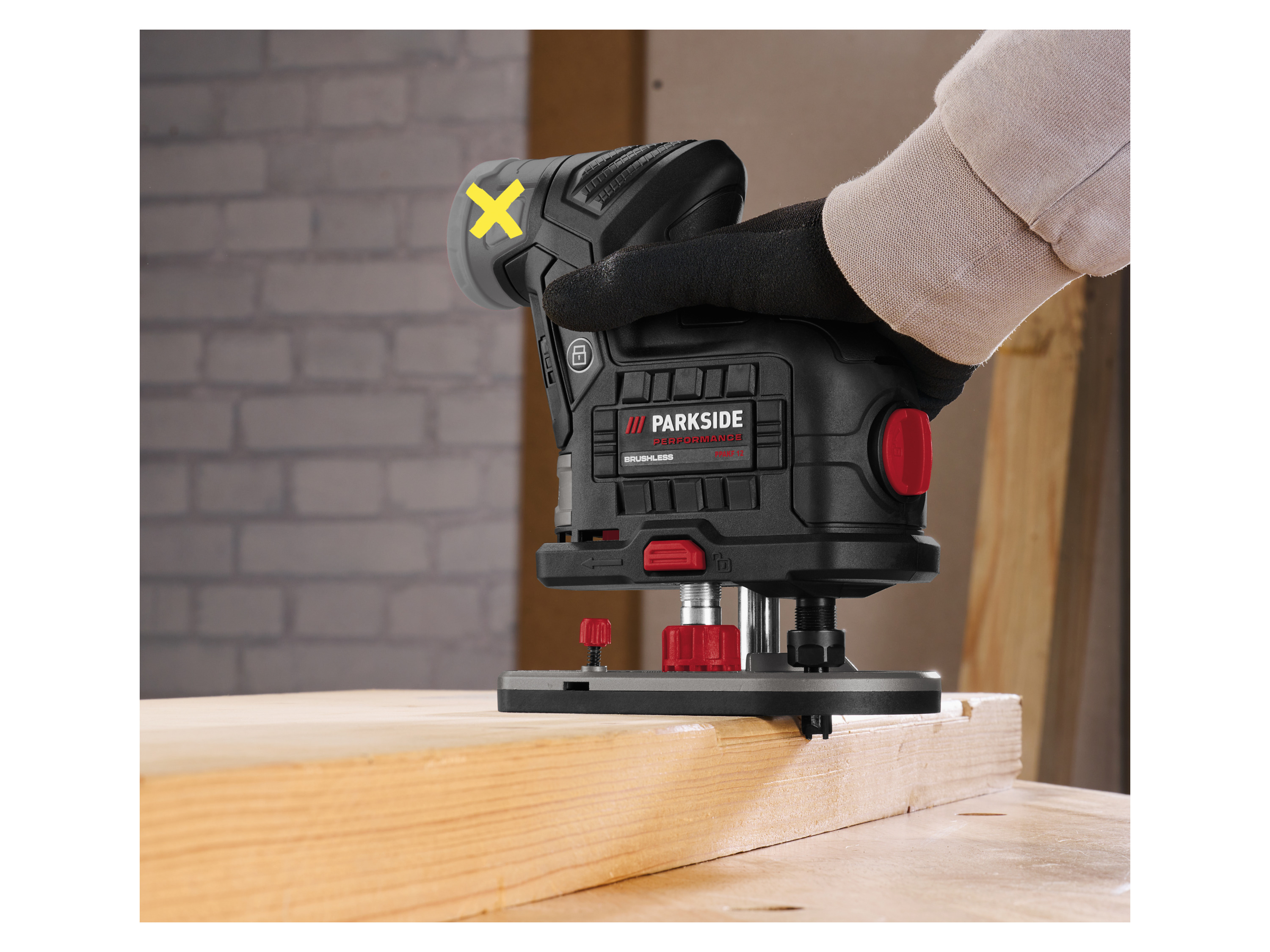 Parkside Défonceuse affleureuse sans fil - PERFORMANCE 12 V - Moteur brushless - Compatible X12V - Butée profondeur réglable - vue 3