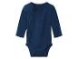 Body bébé bleu foncé à manches longues avec fermeture latérale.