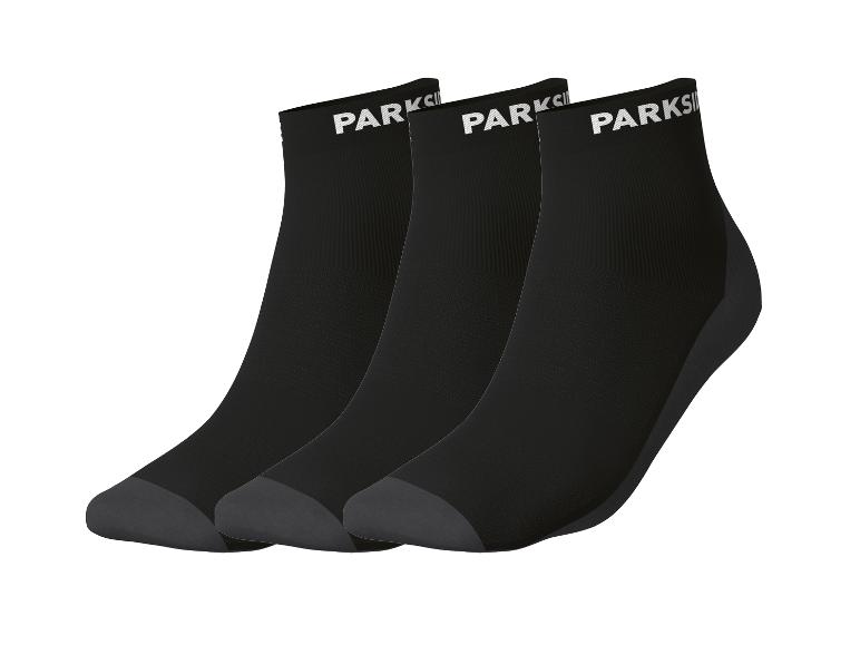 Trois chaussettes de cheville PARKSIDE noires avec bout et talon gris