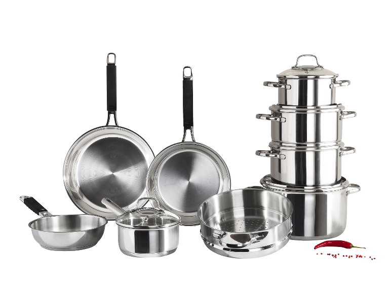 Set de 9 casseroles et poêles en acier inoxydable SILVERCREST®.