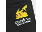 Imprimé de personnage de dessin animé jaune et logo blanc sur tissu noir.