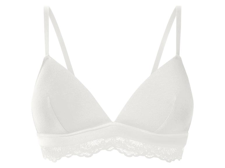 Soutien-gorge triangle blanc avec détails en dentelle.