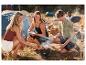 Friends grilladent au camping avec un barbecue Grill Meister.