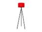 Lampe sur pied rouge et noire, style moderne.