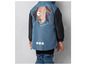 Un imperméable bleu pour enfant avec un motif de chien.