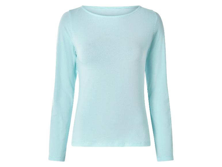 T-shirt bleu clair à manches longues pour femme avec col rond