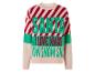 Un pull de Noël rose à rayures rouges avec l'inscription 'Santa I love xmas'