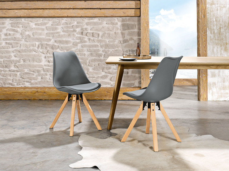 Aller en mode plein écran : LIVARNO home Lot de 2 chaises de salle à manger, gris clair - Image 2