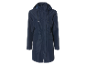 Manteau bleu marine long à capuche.