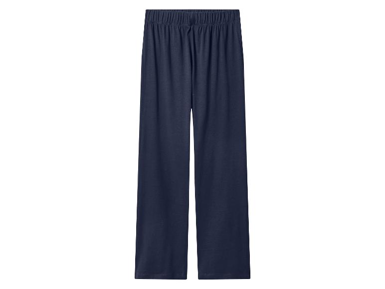 Pantalon large bleu foncé avec taille élastique.
