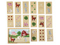 Un jeu de dominos en bois avec des images d'animaux de ferme et des points.