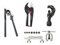 Un ensemble d'outils pour les tuyaux, y compris un cintreur de tuyaux Parkside, un coupe-tuyaux Parkside et une presse à tuyaux.