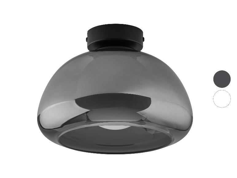 Plafonnier en verre fumé avec finition noire.