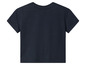 Un t-shirt bleu foncé à manches courtes.