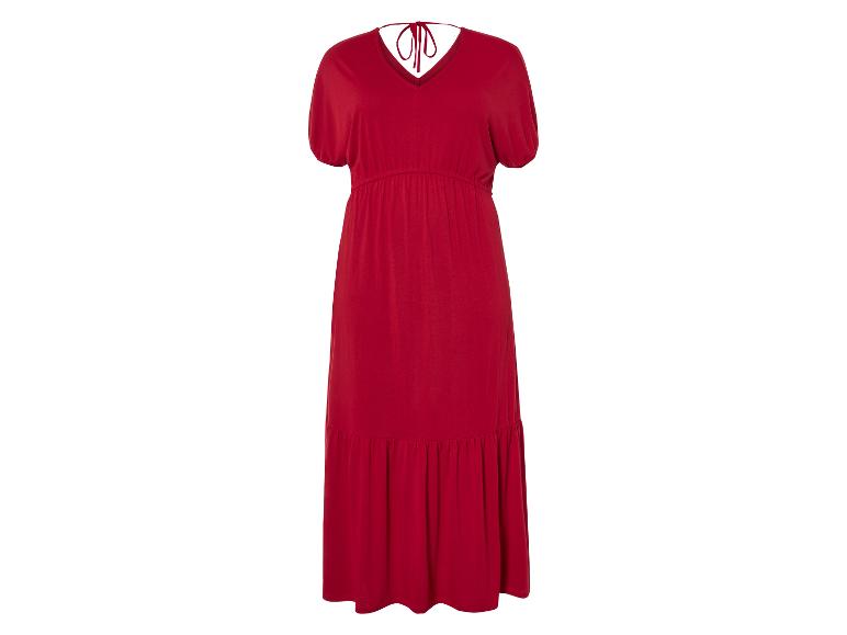 Robe longue rouge à manches courtes, style bohème.