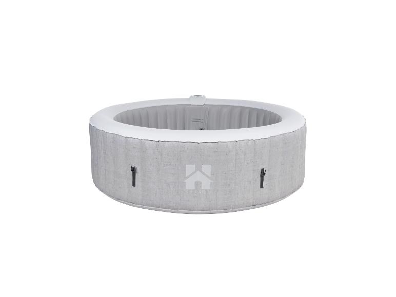 Spa gonflable rond gris avec intérieur blanc.