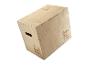 Boîte pliométrique en bois avec poignées et marquages de hauteur de 40, 50 et 60 cm.