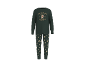 Pyjama pour enfants vert foncé avec motifs de pain d'épices et inscription Little Claus'.