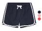 Shorts en coton bleu marine avec bande blanche, différents coloris disponibles.