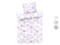 Parure de lit fleurie lilas avec taie d'oreiller assortie.