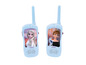 Deux talkie-walkies bleus avec des images d'Elsa et d'Anna de La Reine des Neiges de Lexibook.