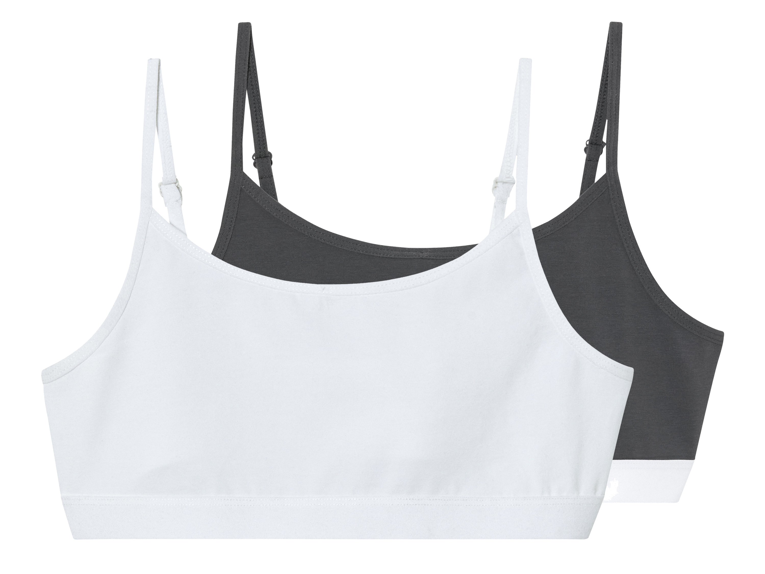 pepperts!® Lot de 2 brassières fille (158/164, blanc/gris foncé)