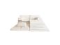 Canapé de jeu modulaire blanc avec rampe et diverses configurations d'assise