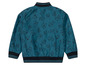 Une veste bomber bleue avec un motif de poissons et de pieuvres.