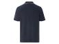 Polo homme bleu marine, col contrastant blanc.