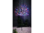 Un arbre éclairé avec des lumières colorées pour l'extérieur.