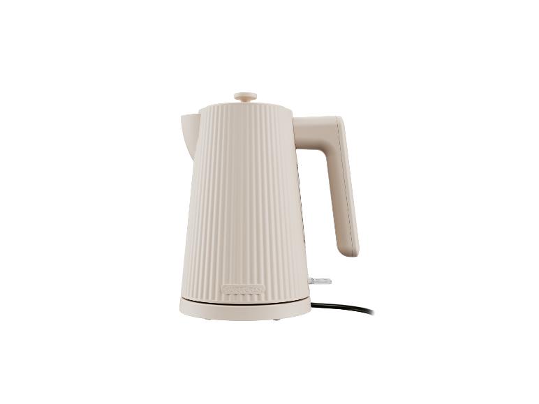 Une bouilloire beige avec un design nervuré de Silvercrest.