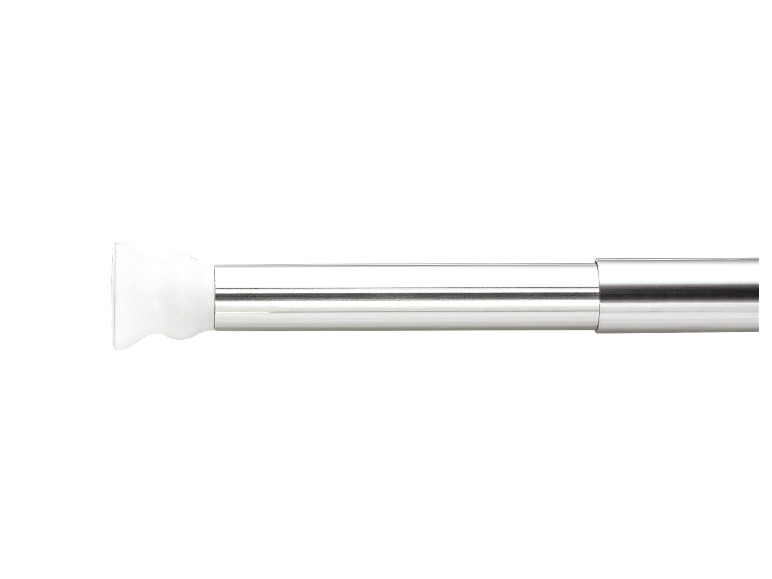 Tube en métal argenté avec extrémité blanche.