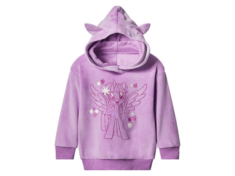 Sweat à capuche violet pour enfants avec oreilles et imprimé My Little Pony.