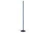 Lampadaire noir avec colonne lumineuse LED bleue et base ronde.