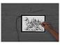 Dessin au stylo sur tablette lumineuse: paysage avec moulin.