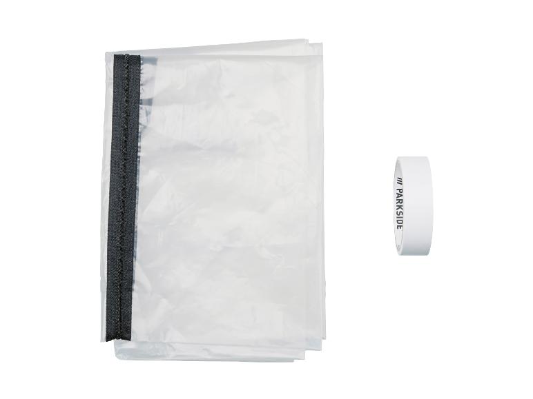 Housse de protection transparente avec fermeture éclair et ruban adhésif blanc Parkside.
