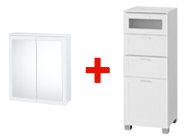 LIVARNO home Armoire à miroir + Meuble de salle de bains Basel, blanc