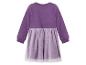 Robe enfant violette à manches longues avec jupe en tulle pailleté.