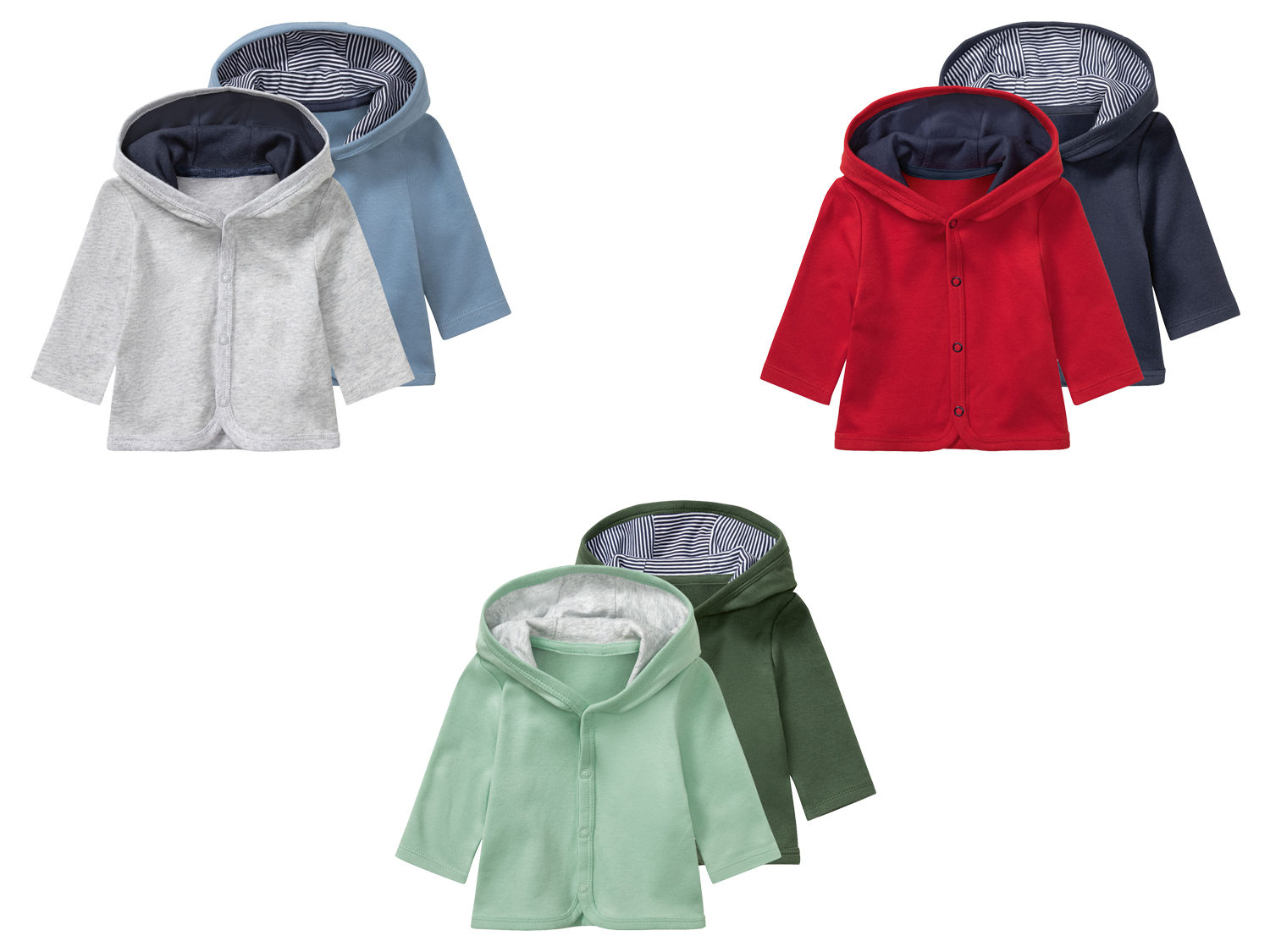 lupilu® Lot de 2 vestes à capuche bébé