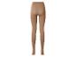 Vue arrière de collants beiges pour femmes sur fond blanc
