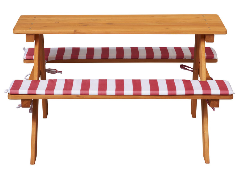 Aller en mode plein écran : LIVARNO home Table de pique-nique et bancs en bois pour enfants, coussins inclus - Image 3