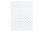 Papier cadeau blanc à pois gris.