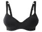 Soutien-gorge noir pour femme avec bretelles réglables, sur fond blanc.